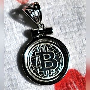 BTC 2.77g .999 Fine Silver Pendant Bitcoin 1.3" Long